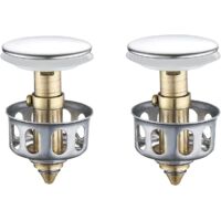 Filtre de Vidange de Rebond de Lavabo Universel, évier Bouchon de Vidange Pop Up Salle de Bain évier Bouchon de Vidange avec Panier Cuisine Crépine évier Bouchon de Vidange(2pcs)