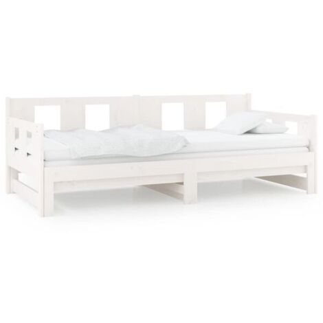 Lit coulissant sans matelas blanc 2x(80x200)cm -RICEEL (1/5)