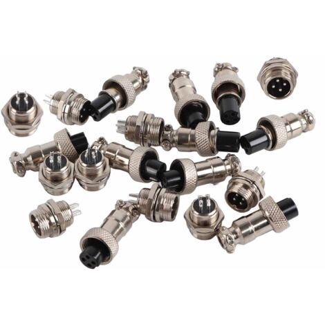 Lot de 10 connecteurs GX12 4 broches 12 mm pour aviation (mâle/femelle) à douille métallique