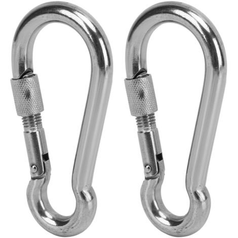 Lot De 2 Mousquetons à Verrouillage Rapide En Acier Inox 304 – Diamètre M6, Finition Argent, Solides