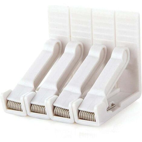 Lot de 4 Pinces de Nappe en Plastique Blanc avec Pince réglable à Haute Tension, épaisseur de Table d'env. 4,5cm, Pince de Table pour Jardin, Pique-Nique, fête, Cuisine et Restaurant. 5,8x5,8x1 (1/4)