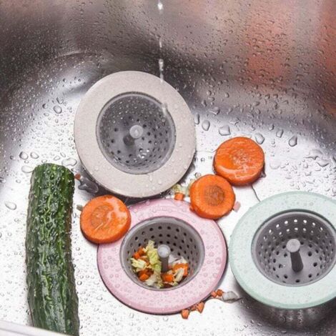 Lot De 4 Crépines Évier Cuisine Et Salle De Bain - Bouchon Vidange En Silicone Rotatif Anti-Bouchon, Filtre à Cheveux Et Déchets