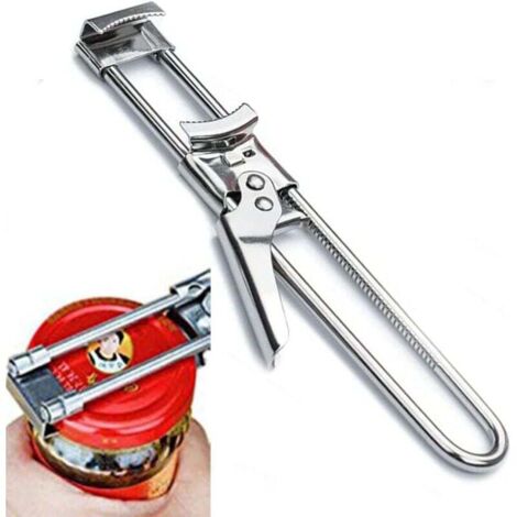 Ouvre-bocal et ouvre-bouteille, ouvre-boîte multifonctionnel réglable en acier inoxydable, pince pour couvercle de bocal, manuel, accessoires de cuisine (1/4)