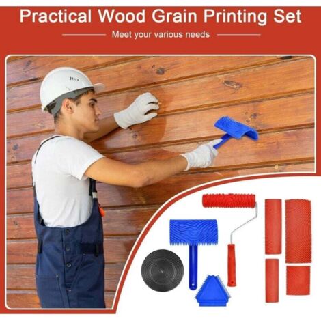 Lot De 4 Outils Grain De Bois En Caoutchouc - Kit Peinture DIY Pour Meubles Et Murs