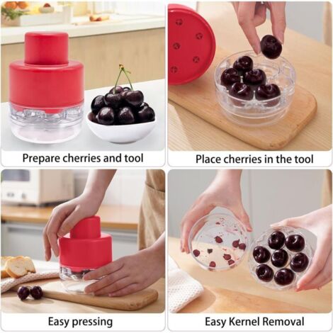 Dénoyauteur De Cerises à 7 Troux – Outil Cuisine Pour Confiture, Desserts | En ABS, Blanc/Noir