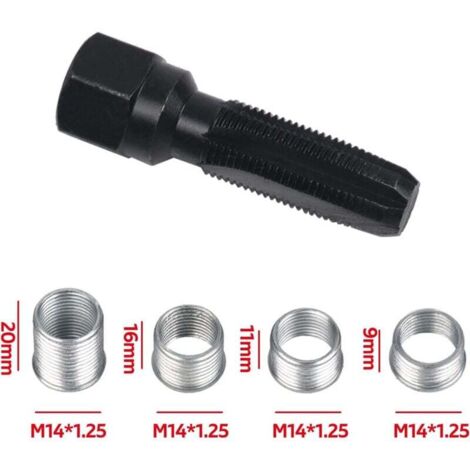 Kit De Réparation Filetage Bougie D'Allumage M14x1.25 - Outil Alésoir Avec 4 Inserts En Acier Au Carbone