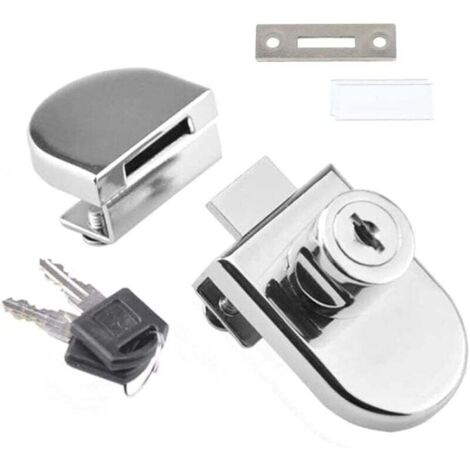 Serrure à pivot unique pour porte de placard avec verrouillage en verre pour portes vitrées de 5 à 8 mm, 2 clés, installation sans perçage