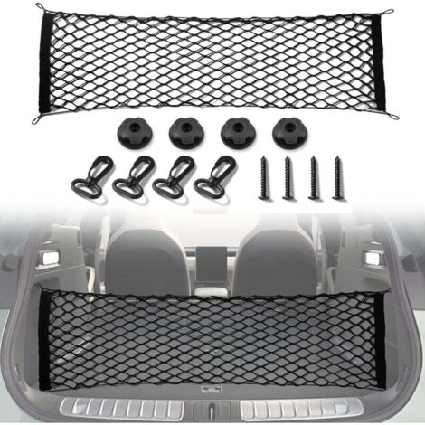 Filet de rangement extensible pour coffre de voiture, accessoire extérieur, réglable et élastique, avec crochet, pour SUV, voitures et camions (90 x 40 cm)