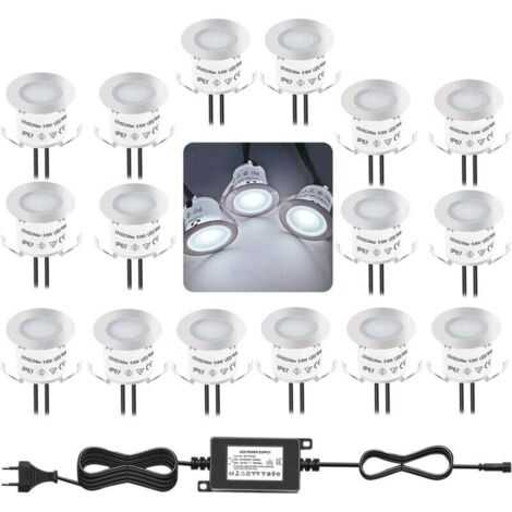 Kit d'éclairage de pont à LED encastré, 4000K blanc naturel 12V étanche IP67, éclairage au sol pour escalier de piscine, marche, salle de bain, jardin, patio et paysage, intérieur et extérieur (lot de (1/4)