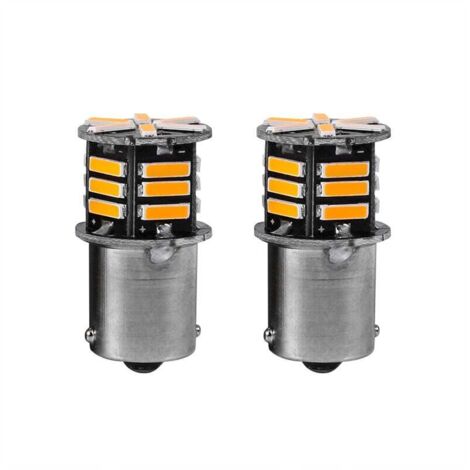 Les feux de signalisation à LED 2Pcs S25 1156 BA15S 7014 21SMD Auto LED ampoules de voiture LED clignotants orange