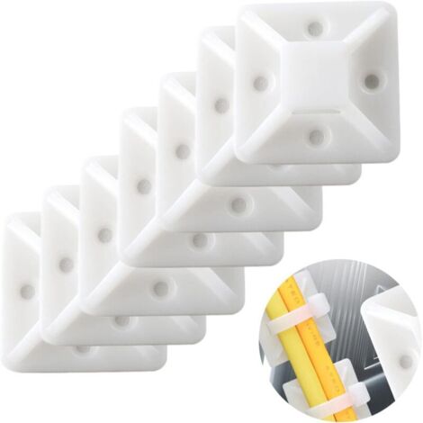 Embases Adhésives Pour Attaches De Câble - 120 Pièces - 18,5x18,5 Mm - Blanc - Nylon Et Mousse Adhésive - Pour Gestion Des Câbles Maison, Bureau