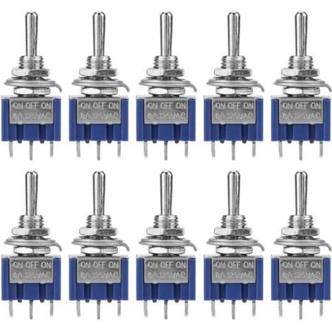 Interrupteur à bascule en marche, interrupteur à 3 broches durable SPDT Compact stable pour l'automobile de contrôle industriel 10pcs 6A, 125VAC (1/4)