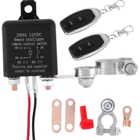 Coupe Circuit Batterie 12v, DC 12v 200a Coupe Batterie Voiture, Coupe Batterie Distance, Coupe Circuit Voiture, Coupe Circuit Batterie Voiture pour Voiture, Rv, Camion -2 PCS Télécommande Anti (1/4)