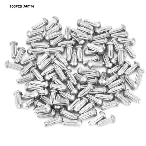 Assortiment de 100 rivets pleins à tête ronde et tige moletée en acier inoxydable M2 (M26)