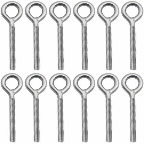 Lot de 12 Boulons- M5 à Oeil en 304 Acier Inoxydable Vis à Anneau Piton à Visser pour Balançoire Machine Extérieure