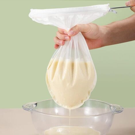 Filtre A Cafe Reutilisable Lot De 4 Sacs U00e0 Lait De Noix Avec Support, Chiffon Réutilisable, 1 Support, 2 Poches Passoires En Coton, Pour Filtrer Le Lait De Noix Végétalien, Les Jus