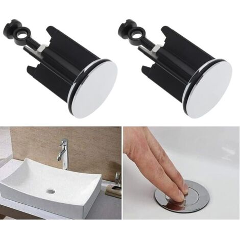 Bouchons de lavabo universels chromés 40 mm - Lot de 2 - Laiton avec Bouchons de lavabo universels chromés 40 mm - Lot de 2 - Laiton avec