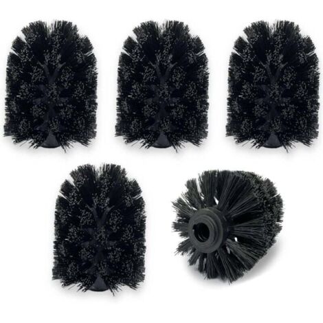 (5-Pack) Remplacement tête de Brosse WC Tête de Rechange pour Brosse WC Plastique Noir 7 x 7 x 9 cm (Tête) (1/4)