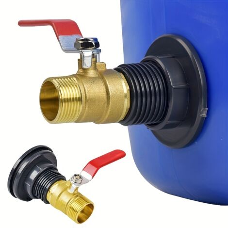MACHSWON Lot 2 Adaptateurs Réservoir Cloison PVC G1/2 Avec Bouchon - Raccord Tuyau 16mm Barils Pluie