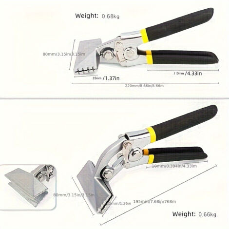 Pince A Bout Plat Pince Pliante 45 Degrés, Pince à Tôle Large 60 Mm, Outil De Pliage Avec Poignee Antiderapante Pince Multiprise Pinces Couvreur Zingueur A Plier 97119923 Tole Acier