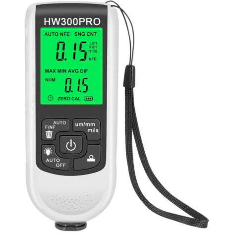 HW-300PRO Jauge d’Épaisseur de Revêtement Haute Précision, Mesureur d’Épaisseur de Film Sec et Peinture, Design Antidérapant, Testeur Professionnel pour Revêtements Industriels