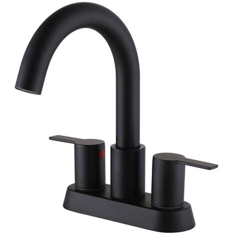 Mitigeur de Lavabo à Deux Poignées en Acier Inoxydable – Double Trou, Entraxe 4", Eau Chaude et Froide, Style Moderne, Pour Vasque et Salle de Bain (1/3)