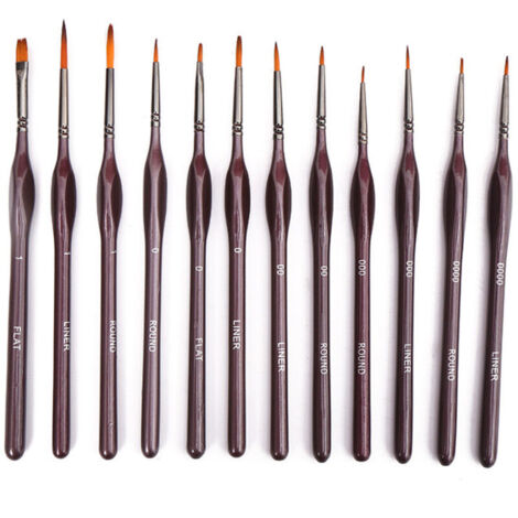 12 Pcs Pinceaux Fins Pinceaux Peinture Professionnels Pinceaux Miniatures pour Acrylique Huile
