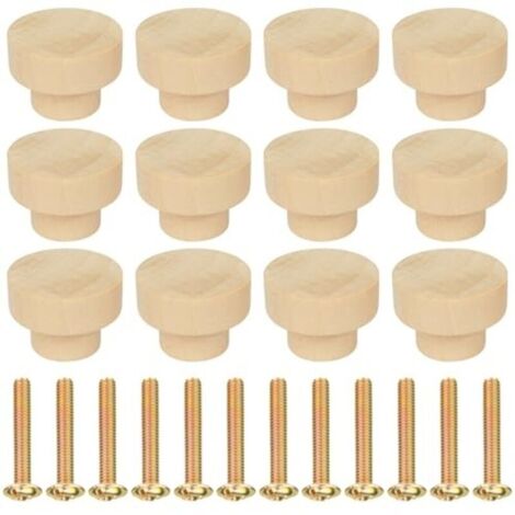 12pcs Poignée Meuble en Bois, Rond Boutons de Meuble, Boutons de Portes pour Placards, 35 mm Poignet de Tiroir, pour Décoration D'intérieur, Placard, Penderie, Tiroir, Armoires de Cuisine (1/4)
