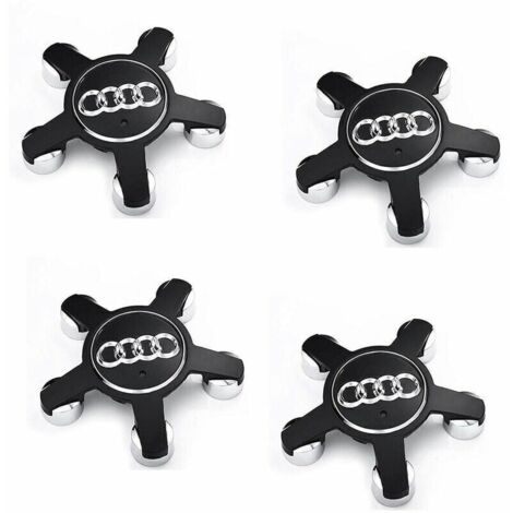 Jeu De 4 Caches-Moyeux 4f0601165 N Roue Emblème, Pour Enjoliveurs De 135 Mm Pour Audi (Noir)..DEBUNS