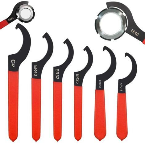 Clé à Ergot à Encoche, 6 Pièces Universelle C Forme Clé à Crochet, clé en Forme de C, Kits de clés à molette, Jeu de Clés pour Tendeurs d Amortisseurs, pour Serrer ou Desserrer les Ecrous