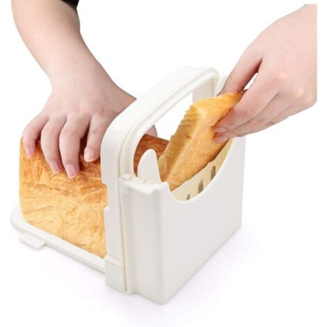 Trancheuse à pain pliable - Épaisseur réglable - Pour pain, rôti, sandwich, pain - Blanc