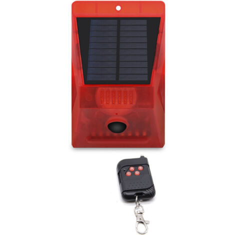 Alarme Solaire extérieure avec détecteur de Mouvement IP65 Waterproof 129db Loud Siren Lamp 4 Working Modes Strobe Light with Remote
