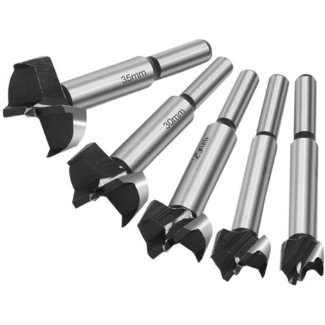 Mèche pour bois, Mèches Forestières, 5 PCS (15/20/25/30/35mm), Foret à Bois en Alliage de Qualité Supérieure avec Queue Ronde Pour le Perçage Dans le Bois,Contreplaqué