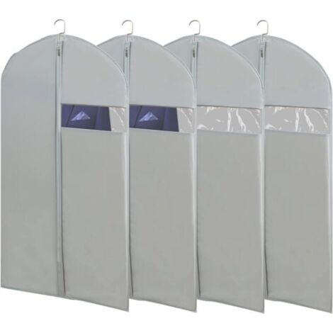 Ensemble de 4 sacs de rangement pour vêtements, 109 cm (43 pouces), gris, pour organiser votre garde-robe (1/4)