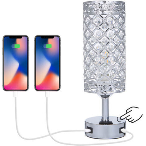 Lampe de chevet tactile Tomshine avec deux ports de chargement USB et une prise secteur à intensité variable sur trois niveaux, idéale pour les chambres, les salons, les salles à manger et les bureaux (1/4)