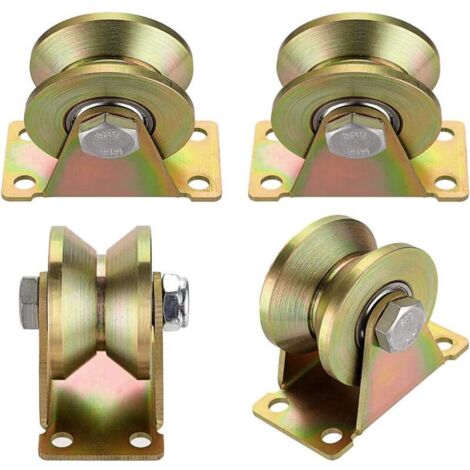 Poulies de levage en quatre parties, poulies de levage simples, roulettes pour portes coulissantes, roulettes à gorge en V, roulettes pour câbles métalliques, etc. (1/4)