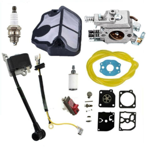 Kit de carburateur pour tronçonneuses Husqvarna 36, 41, 136, 137, 137E, 141, 142, 141LE et 142E, remplaçant les modèles WT-834, WT-657, WT-285, WT-239 et C1Q-W29E, avec filtre à air. (1/4)