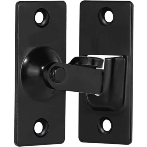 Loquet coulissant à angle droit en acier inoxydable à 90 degrés avec boucle pliante, adapté aux portes et fenêtres coulissantes de style grange (noir). (1/4)