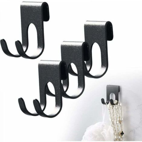 Ensemble de quatre crochets adhésifs noirs pour rasoir, crochets pour serviettes, en acier inoxydable, sans perçage, pouvant servir de support pour rasoir ou de crochet pour porte-serviettes de douche (1/4)