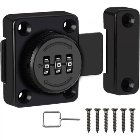Cadenas portable à combinaison à trois chiffres, adapté aux portes à sens unique, aux armoires, aux tiroirs et aux armoires de bureau. (1/4)