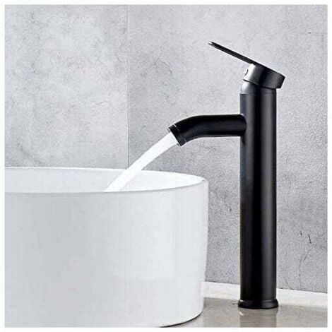 Robinet de lavabo, robinet de lavabo noir, robinet de haute qualité, robinet de salle de bain, résistant à l'usure, convient aux tuyaux d'un diamètre intérieur de 32 à 42 mm. (1/5)