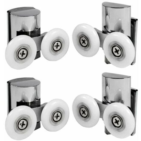 Lot de 4 Roulette Porte Douche Double 23mm Rouleau pour Coulissante Porte Douche (1/4)