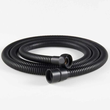 Tuyau de douche flexible en acier inoxydable de 1,5 m, raccords en laiton, tuyau de pomme de douche anti-torsion, tuyau de douche flexible – Noir (1/4)