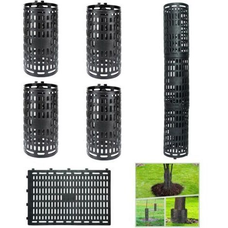 Protection de tronc d'arbre - Raccord ajustable, convient aux jardins, bois, etc. - Lot de 10, noir, 38,1 x 25,4 cm (1/4)