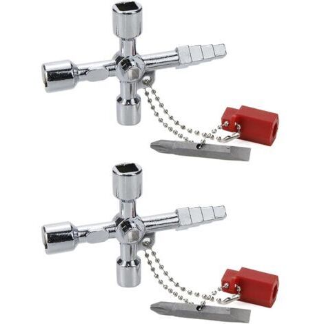 Clé croisée à 4 voies, clé triangulaire/carrée en alliage de Zinc 4 en 1, clé utilitaire multifonctionnelle, 2 pièces (1/4)