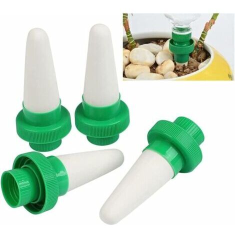 Lot de 4 abreuvoirs pour plantes pour vacances, pointes d'arrosage en céramique pour bouteilles (1/4)