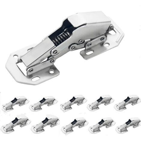 Charnières à fermeture amortie pour portes de placards de cuisine (8 vis incluses) - invisibles - lot de 10, 10 cm, argent (1/4)