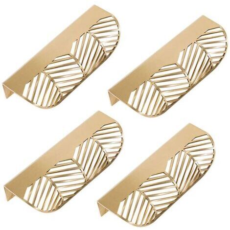 Paquet de 4 boutons de tiroir en forme de feuille 117mm boutons de meubles en laiton massif pour salon cuisine chambre à coucher avec vis (1/4)