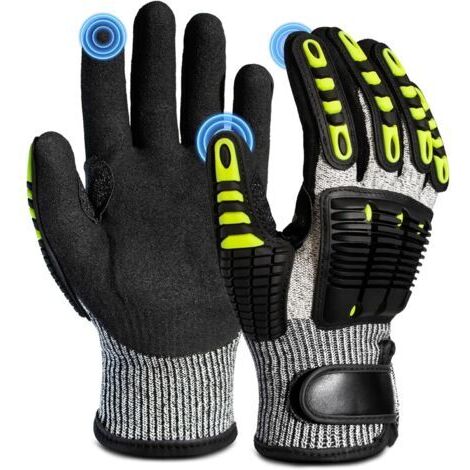 Gants de travail antichoc – adaptés aux travaux de construction lourde, à l'entreposage et à la réparation automobile – 1 paire, taille L (1/4)