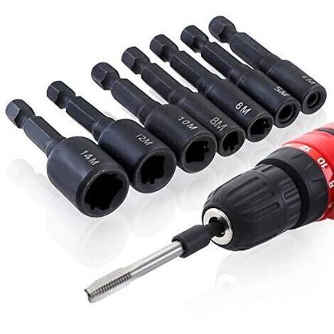 Accessoires pour tournevis pneumatiques à douille taraudeuse à tige en acier allié haute dureté (1/4)
